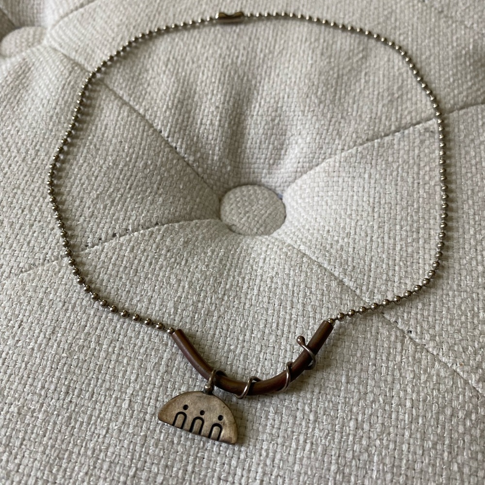 Unique Silver and Brown Necklace